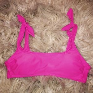 hot pink tie scoop bikini top